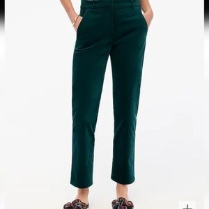 J. Crew Factory Velvet Kallie Pant Emerald Green Size 6